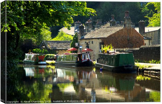 Towpath Eventide Hebden Bridge  Canvas Print by Alison Chambers