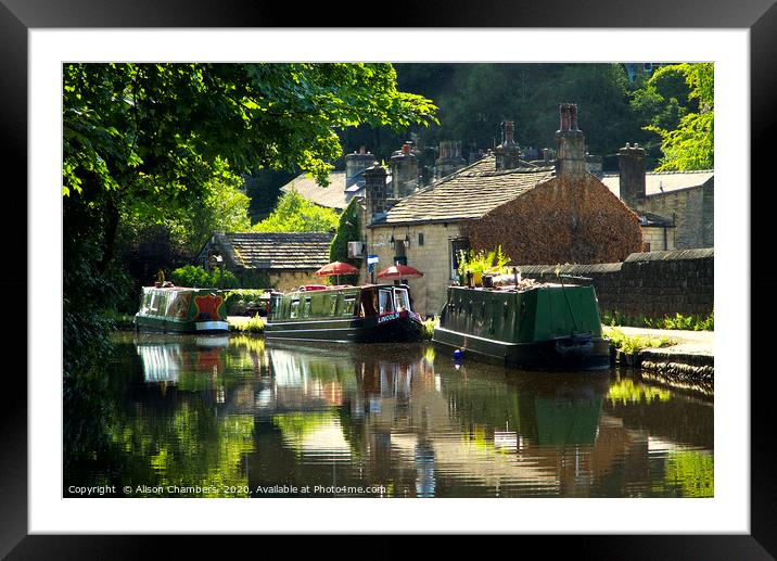 Towpath Eventide Hebden Bridge  Framed Mounted Print by Alison Chambers
