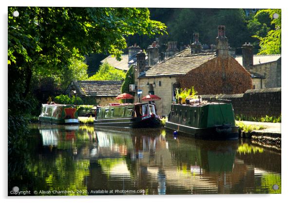 Towpath Eventide Hebden Bridge  Acrylic by Alison Chambers