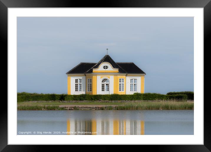 The yellow garden house at Taasinge Castle Framed Mounted Print by Stig Alenäs