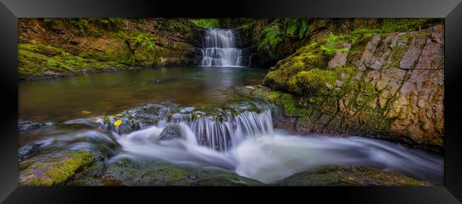 Dinas Rock waterfall Framed Print by Leighton Collins