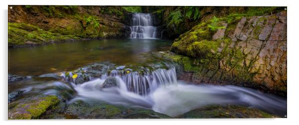 Dinas Rock waterfall Acrylic by Leighton Collins