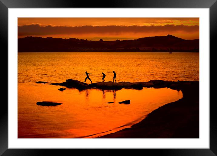 Lake Taupo Sunset Framed Mounted Print by peter tachauer