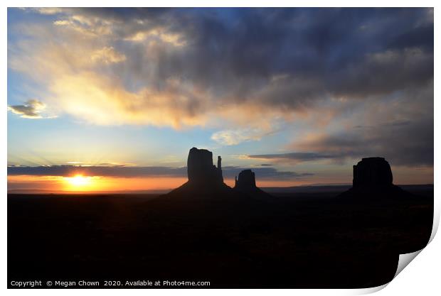 Sunrise over Monument Valley Print by Megan Chown