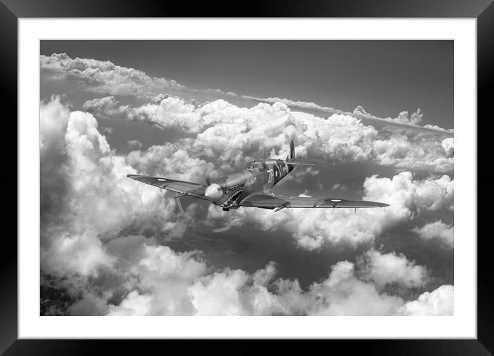 Shark mouth Spitfire B&W version Framed Mounted Print by Gary Eason