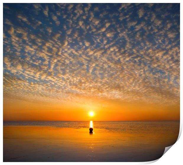 Sunrise over the Beach Print by Adrian Campfield