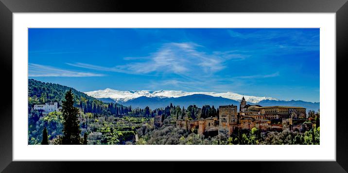 Alhambra Palace and Mountains Framed Mounted Print by peter tachauer