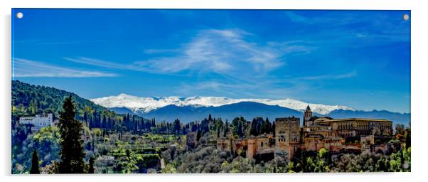 Alhambra Palace and Mountains Acrylic by peter tachauer