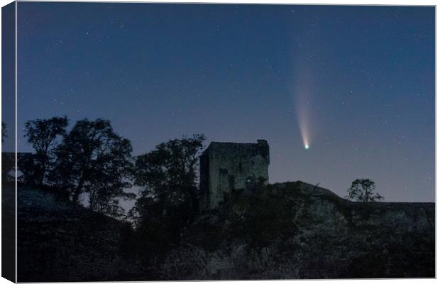 Comet Neowise over Peveril Castle, Derbyshire Canvas Print by John Finney