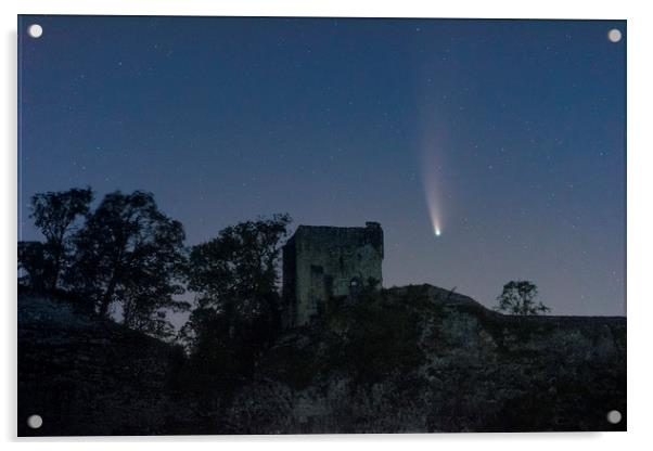 Comet Neowise over Peveril Castle, Derbyshire Acrylic by John Finney