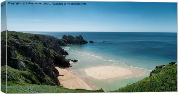 Pedn Vounder Beach Cornwall Canvas Print by kathy white