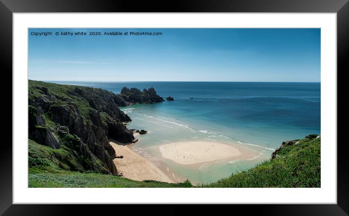 Pedn Vounder Beach Cornwall Framed Mounted Print by kathy white