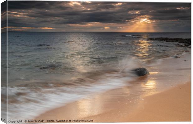 Northumberland coast at sunrise Canvas Print by Marcia Reay