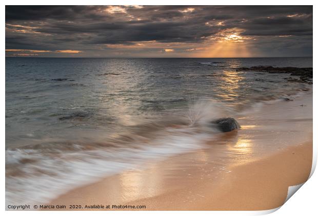 Northumberland coast at sunrise Print by Marcia Reay