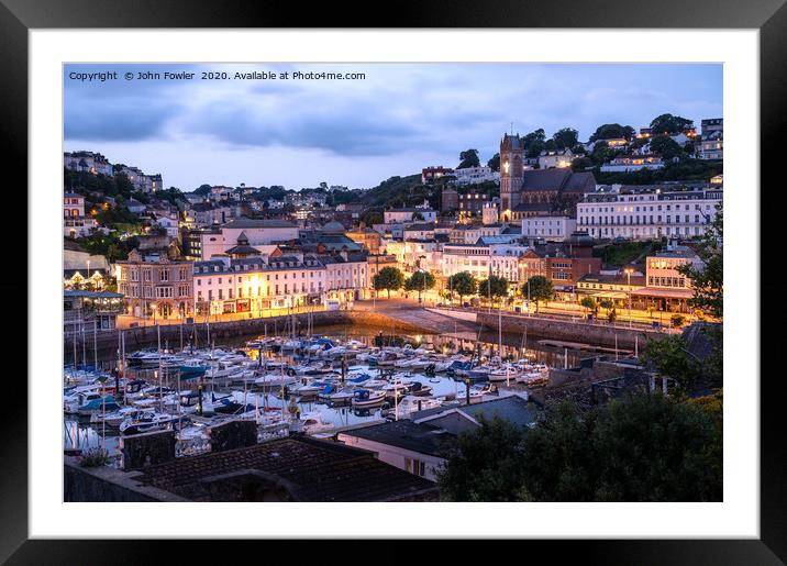  Torquay Harbour At Twilight Framed Mounted Print by John Fowler