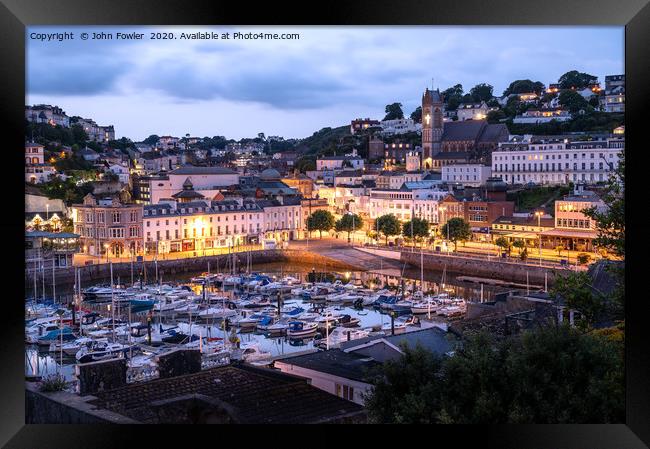  Torquay Harbour At Twilight Framed Print by John Fowler