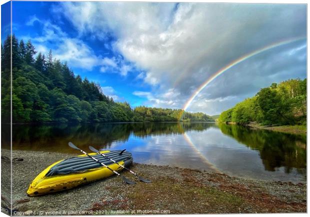 Rainbow over Loch Drunkie, The Trossachs Canvas Print by yvonne & paul carroll