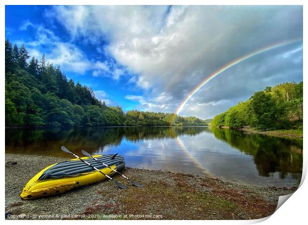 Rainbow over Loch Drunkie, The Trossachs Print by yvonne & paul carroll