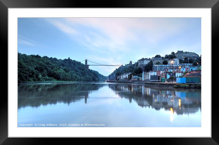 Clifton Suspension Bridge - Evening Framed Mounted Print by Craig Williams