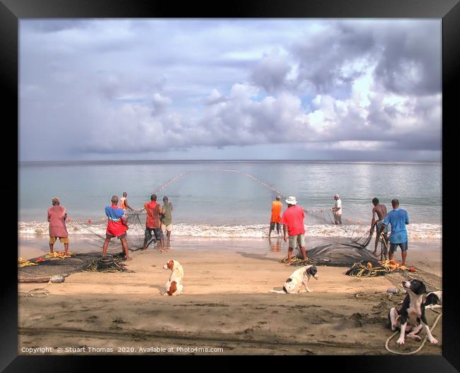 Beach Fishing in Tobago Framed Print by Stuart Thomas