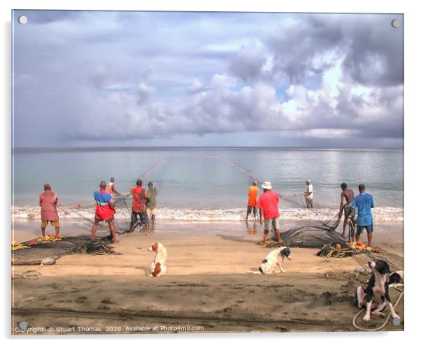 Beach Fishing in Tobago Acrylic by Stuart Thomas