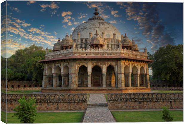 Islamic architecture tomb in Lodhi garden against  Canvas Print by Arpan Bhatia