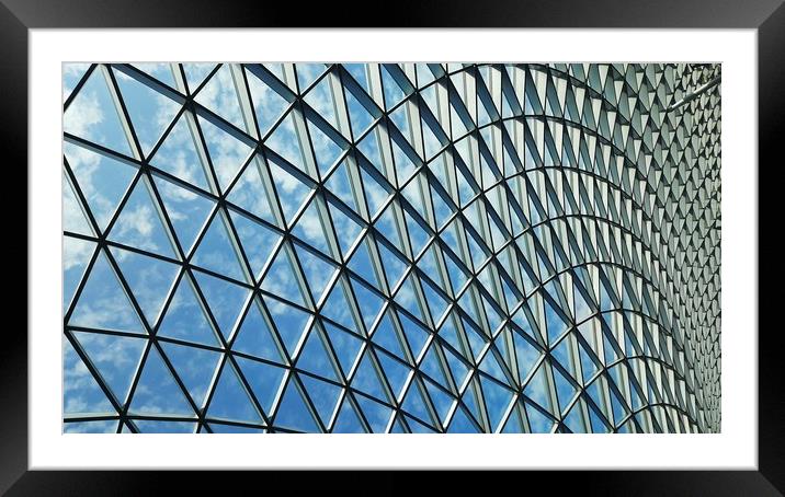  Symmetrical abstract shapes of a steel glass roof Framed Mounted Print by Hanif Setiawan