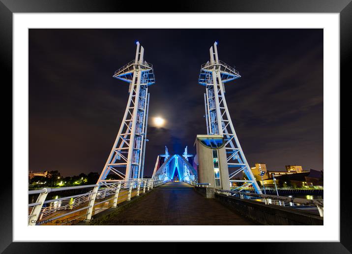 Media City Nightscape of Millenium Bridge Framed Mounted Print by Kris Gleave