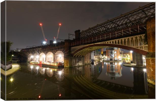 Nightscpape of a bridge in Castlefield, Manchester Canvas Print by Kris Gleave