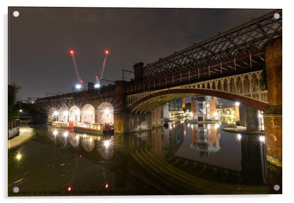 Nightscpape of a bridge in Castlefield, Manchester Acrylic by Kris Gleave