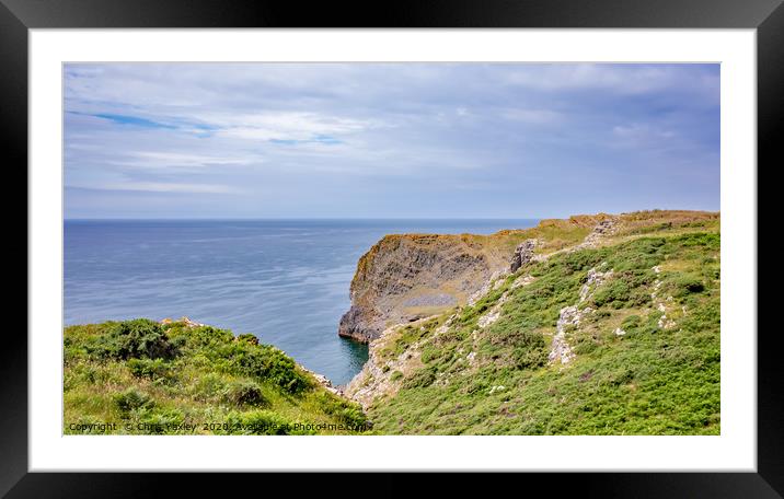 Thurba Head captured from the Welsh Coastal Path Framed Mounted Print by Chris Yaxley