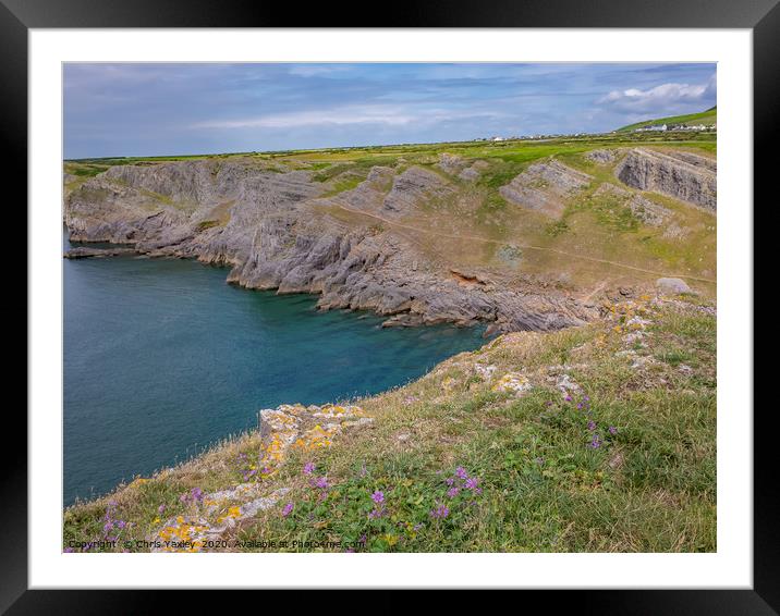 Mewslade Bay on the Gower Way, South Wales Framed Mounted Print by Chris Yaxley