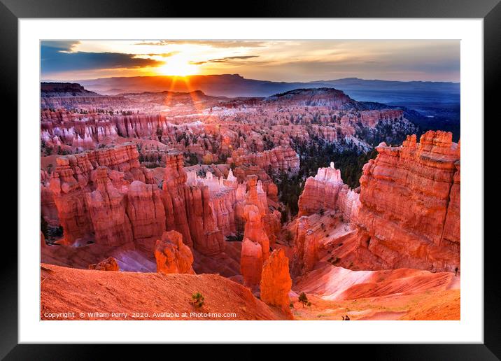 Sunrise Thor's Hammer Sunset Point Bryce Canyon Na Framed Mounted Print by William Perry