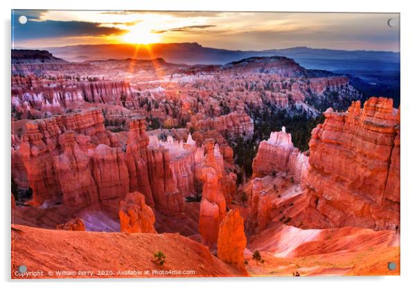 Sunrise Thor's Hammer Sunset Point Bryce Canyon Na Acrylic by William Perry