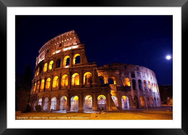 Colosseum Overview Moon Night Rome Italy Framed Mounted Print by William Perry