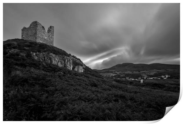 Castle Varrich and The Village of Tongue Print by Derek Beattie