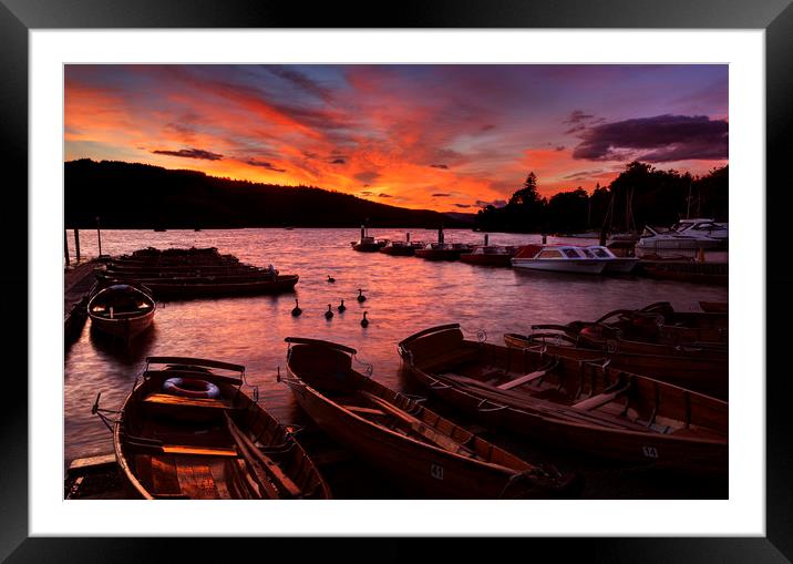 Windermere Sunset Cumbria UK Framed Mounted Print by Maggie McCall