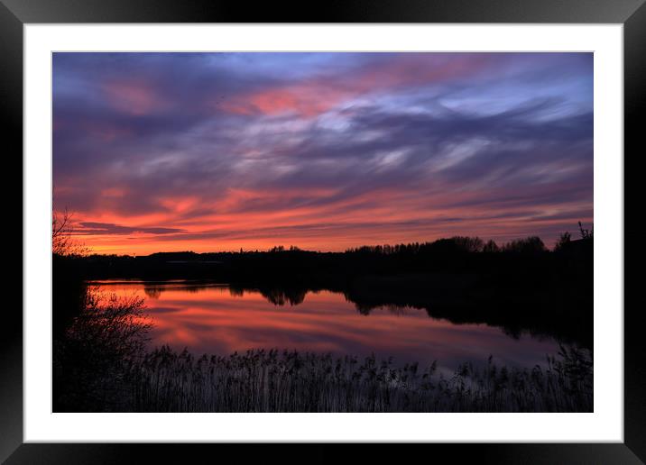Sunset over Lake  Framed Mounted Print by Leila Coker