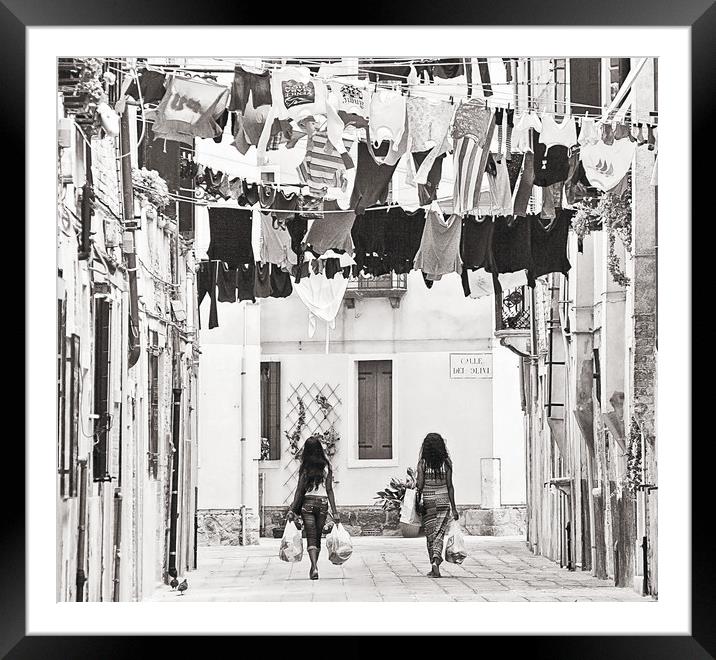 Lively Venice with laundry hanging Framed Mounted Print by Luisa Vallon Fumi