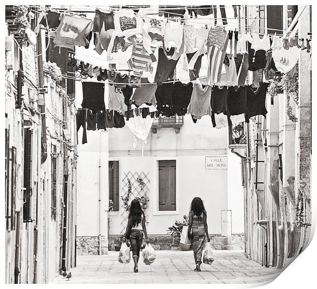 Lively Venice with laundry hanging Print by Luisa Vallon Fumi