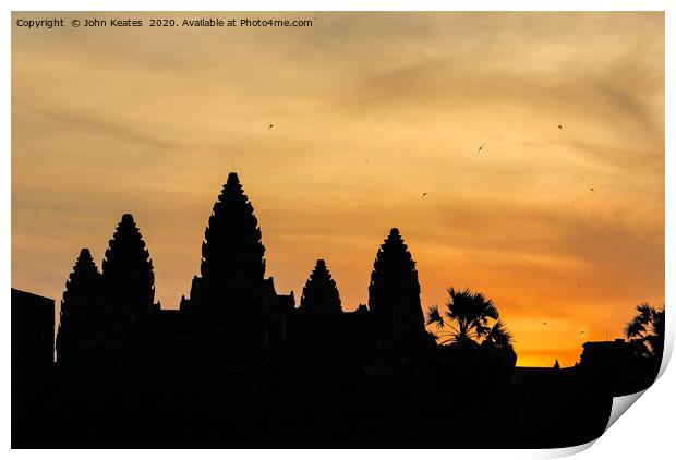 Sun rise at the Angkor Wat temple, Cambodia Print by John Keates