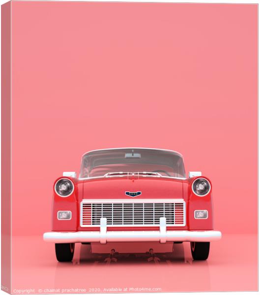 1950 classic car on pastel color background,minima Canvas Print by chainat prachatree