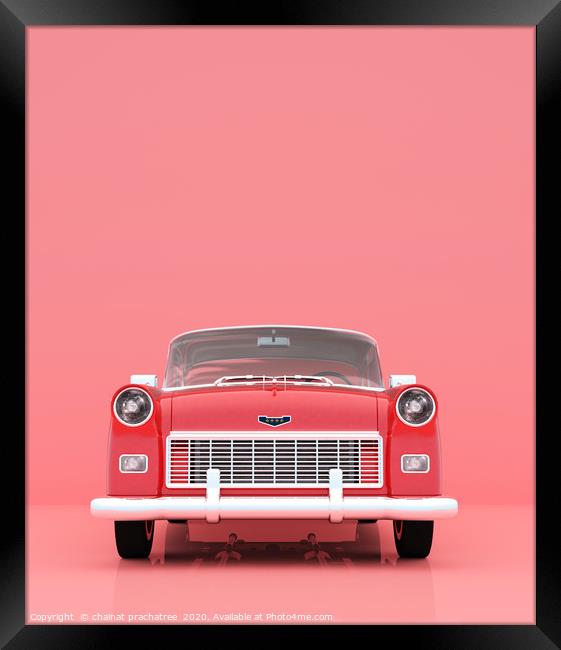 1950 classic car on pastel color background,minima Framed Print by chainat prachatree
