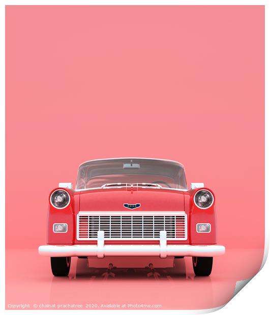 1950 classic car on pastel color background,minima Print by chainat prachatree