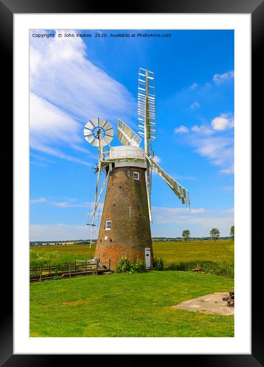 Hardley Drainage windmill, Norfolk Broads, England Framed Mounted Print by John Keates