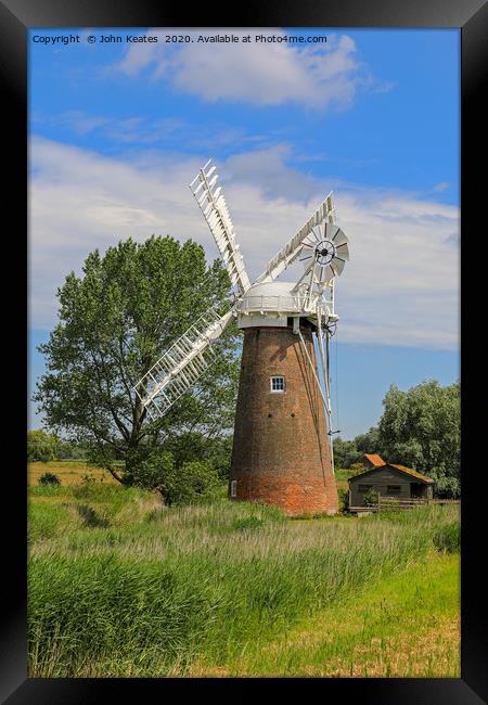 Hardley Drainage windmill, Norfolk Broads, Norfolk Framed Print by John Keates