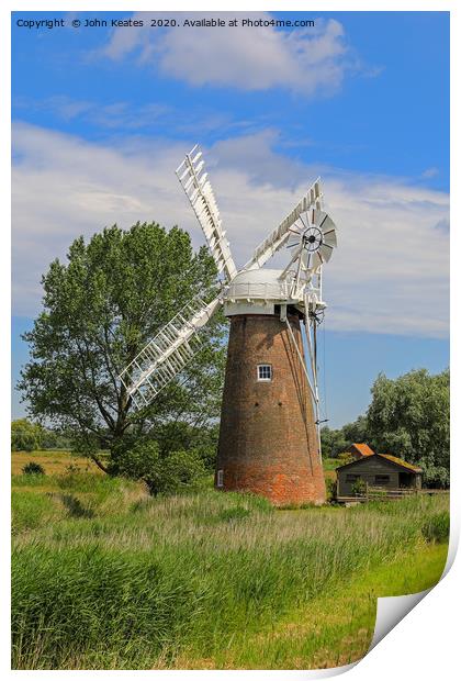 Hardley Drainage windmill, Norfolk Broads, Norfolk Print by John Keates