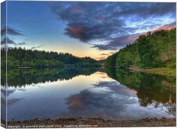 Reflections on Loch Drunkie Canvas Print by yvonne & paul carroll