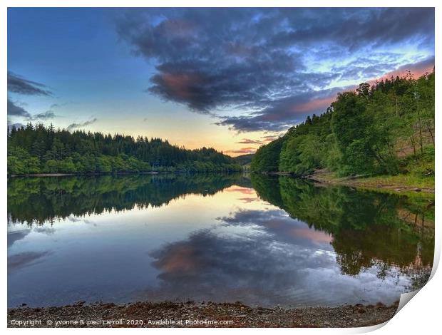 Reflections on Loch Drunkie Print by yvonne & paul carroll