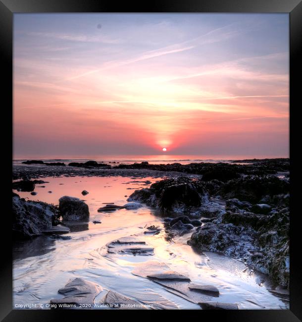 Birling Gap at Sunset  Framed Print by Craig Williams